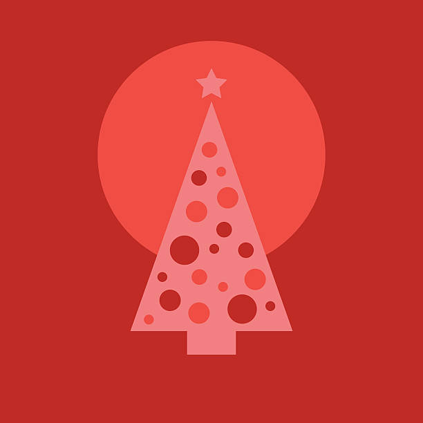 Minimalist Christmas Tree Red Card vector art illustration