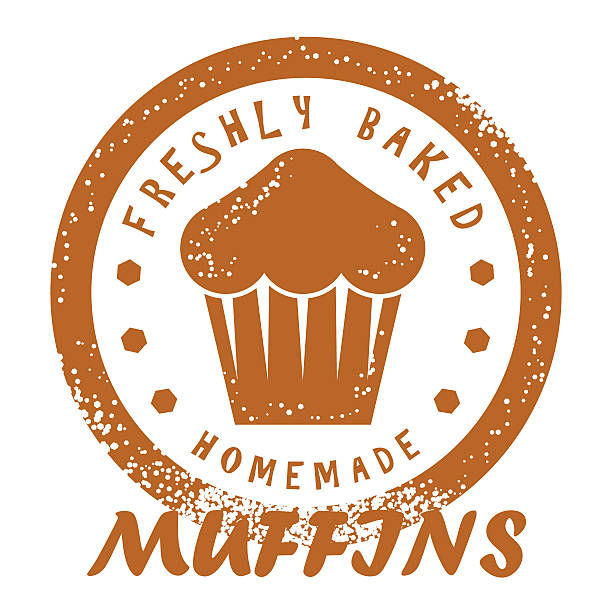 Freshly Baked Muffins Stamp. Cupcake Design vector art illustration