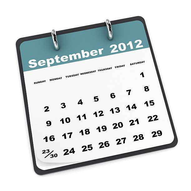 2012 年 9 月のカレンダー - september calendar 2012 three dimensional shape ストックフォトと画像