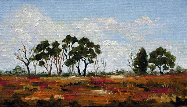 Australian Landscape Oil Painting vector art illustration