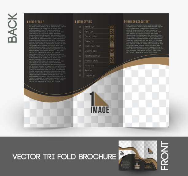 Moda Salon Tri-Fold Broszura – artystyczna grafika wektorowa