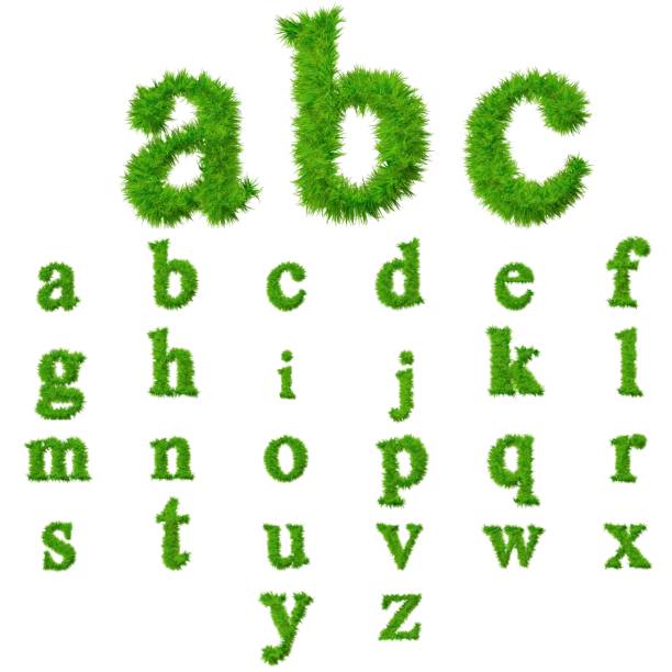 istock Green grass font collection isolated on white 471401327