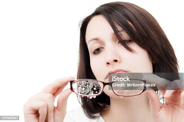 Woman With Wet Glasses Stock Photo - Download Image Now - Eyeglasses, Wet, 20-29 Years