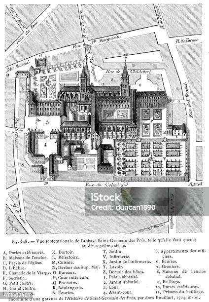 Klasztor Saintgermain Des Pres - Stockowe grafiki wektorowe i więcej obrazów Francja - Francja, Kultura francuska, Paryż