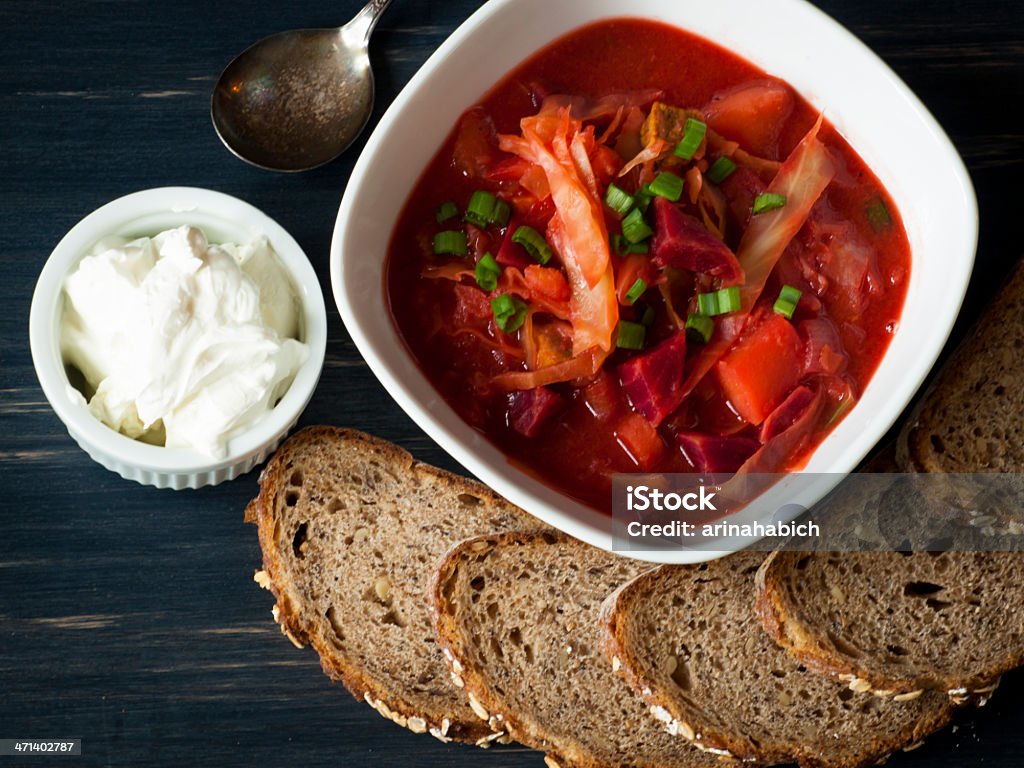 Borsch Russian and ukrainian red soup "borsch". Beet Stock Photo
