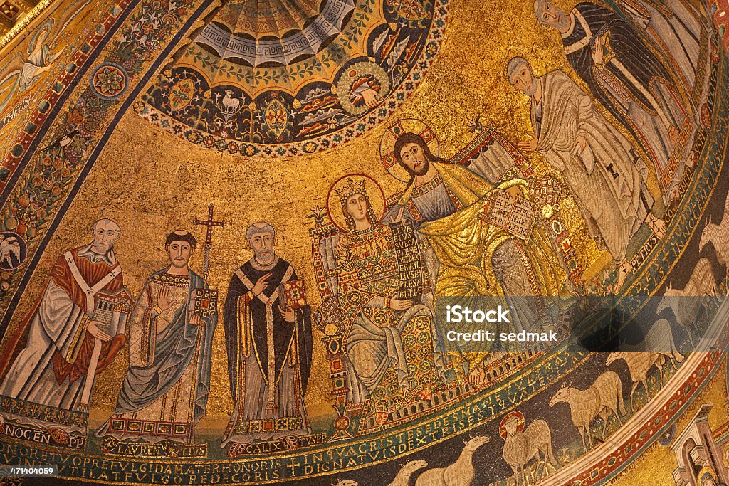 Roma-old mozaic "Corontation da Virgem" - Foto de stock de Roma - Itália royalty-free