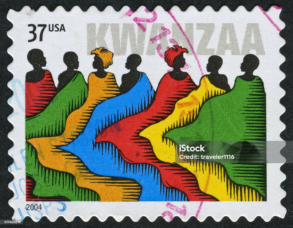 Kwanzaa Stamp Cancelled Stamp From The United States Featuring The Holiday Of Kwanzaa Kwanzaa Stock Photo