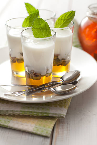 istock Desserts: Yogurt with Pistachio, Honey and Mint Still Life 471405641