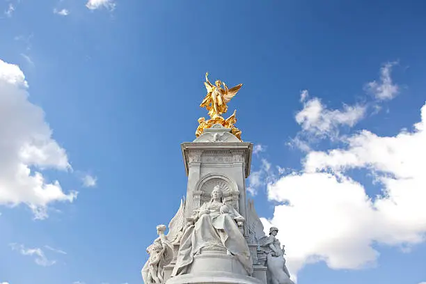 Architecture of Queen Victoria Memorial Statue at Buckingham Palace, London England UK
