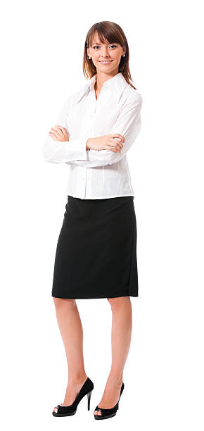 istock Young cheerful business woman, isolated on white 471407497