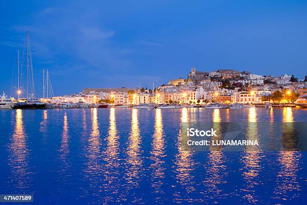 Ibiza Island Night View Of Eivissa Town Stock Photo - Download Image Now - Ibiza Island, Architecture, Balearic Islands