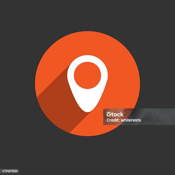 Map Pointer Flat Single Red Icon With Long Shadow Stock Illustration - Download Image Now - 2015, Arranging, Business