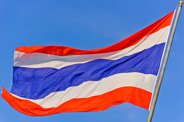 istock Flag of Thailand against blue sky 471408373