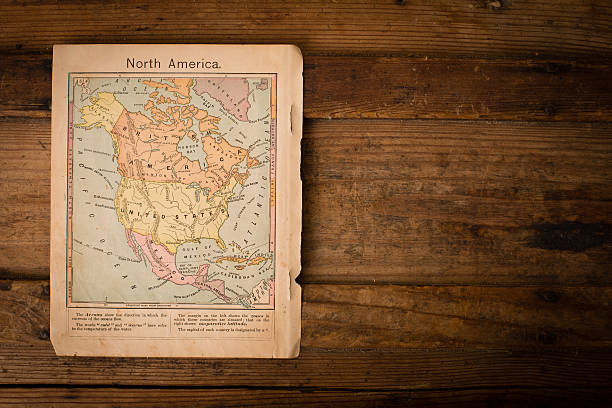 istock Old, Color Map of North America, 1867, With Copy Space 471408689