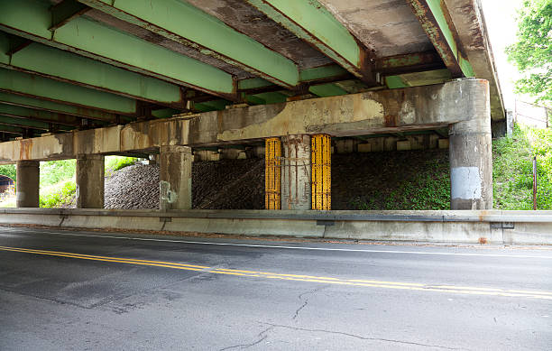 istock Deteriorating Bridge Pillar with Metal Shoring 471409037