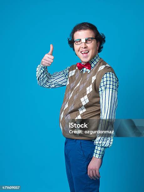 Nerd Student Making Ok Hand Sign Stock Photo - Download Image Now - Ugliness, Humor, OK Sign