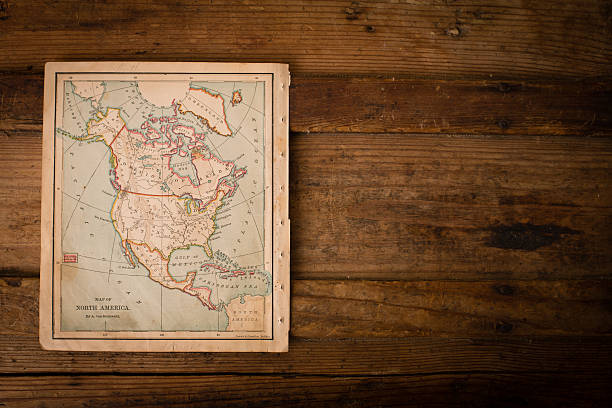 istock Old, Color Map of North America, 1870, With Copy Space 471409935