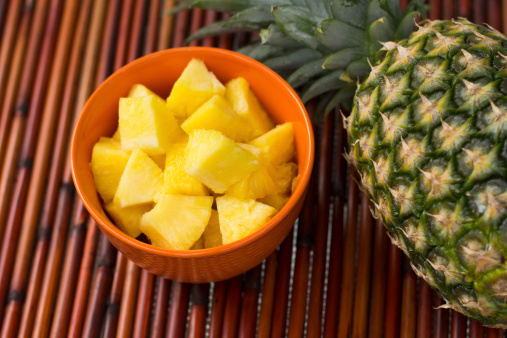 Pineapple chunks in a bowl