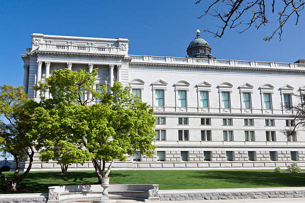 istock Library of Congress, Washington DC. Clear blue sky. 471410637