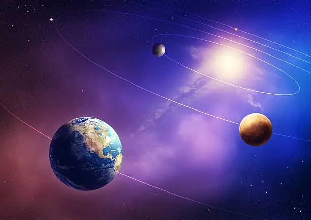 Inner four solar system planets (Elements of this image furnished by NASA- earthmap  http://visibleearth.nasa.gov)