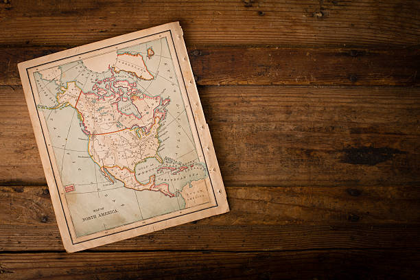 istock Old, Color Map of North America,1870, With Copy Space 471411951
