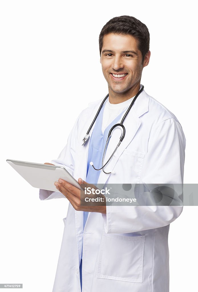 Giovane medico con Digital Tablet-isolato - Foto stock royalty-free di Adulto