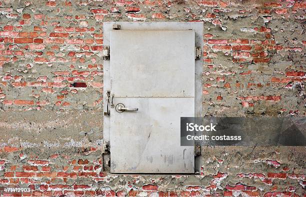 Security Door On Brick Wall Stock Photo - Download Image Now - Architectural Feature, Blank, Brick