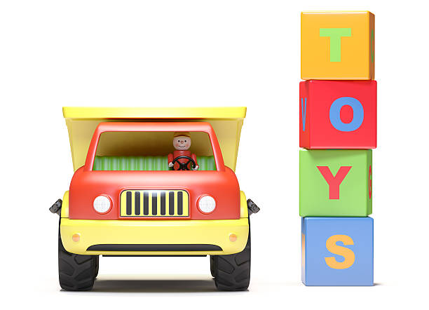 Toy truck and cubes