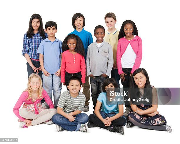 Multiethnic Children In Casual Wear Stock Photo - Download Image Now - 10-11 Years, 12-13 Years, 14-15 Years