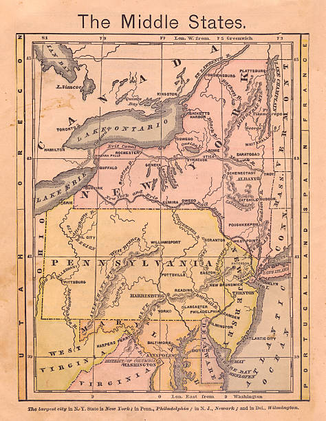 1867, idoso, cor mapa do médio (estados unidos) - west virginia map topography topographic map imagens e fotografias de stock