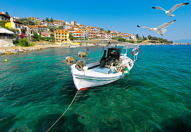 Fishermen boat in Pyrgadikia bay; Chalkidiki, Northern Greece