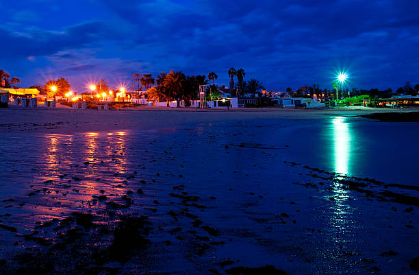 Wakiki beach at night; Corralejo, Fuerteventura, Canary islands, Spain
