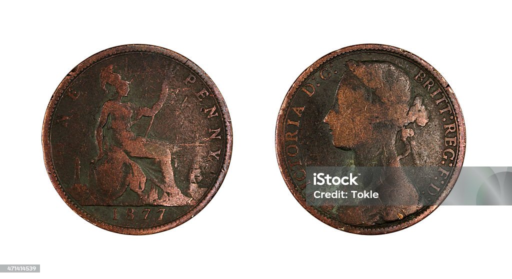 1 Penny von 1877 - Lizenzfrei Königin Victoria I. von England Stock-Foto