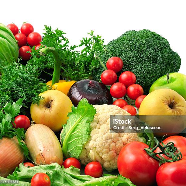 Fresh And Vibrant Fruits And Vegetables In A Pile Stock Photo - Download Image Now - Agriculture, Apple - Fruit, Arrangement