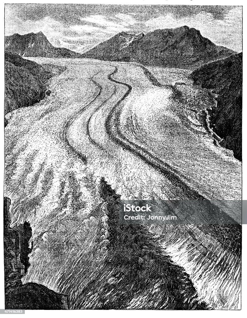 Il Ghiacciaio dell'Aletsch 1862 journal - Illustrazione stock royalty-free di Cantòn Vallese