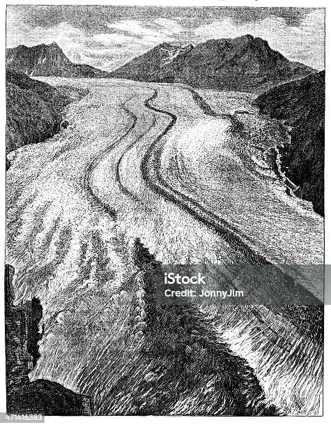 Il Ghiacciaio Dellaletsch 1862 Journal - Immagini vettoriali stock e altre immagini di Cantòn Vallese - Cantòn Vallese, Ghiacciaio dell'Aletsch, Alpi