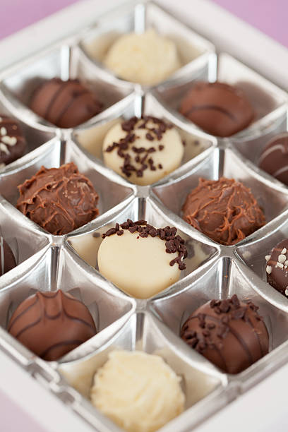 Various fresh filled chocolate truffles.