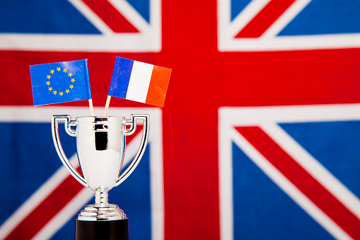 Winners Trophy with EU and French flag