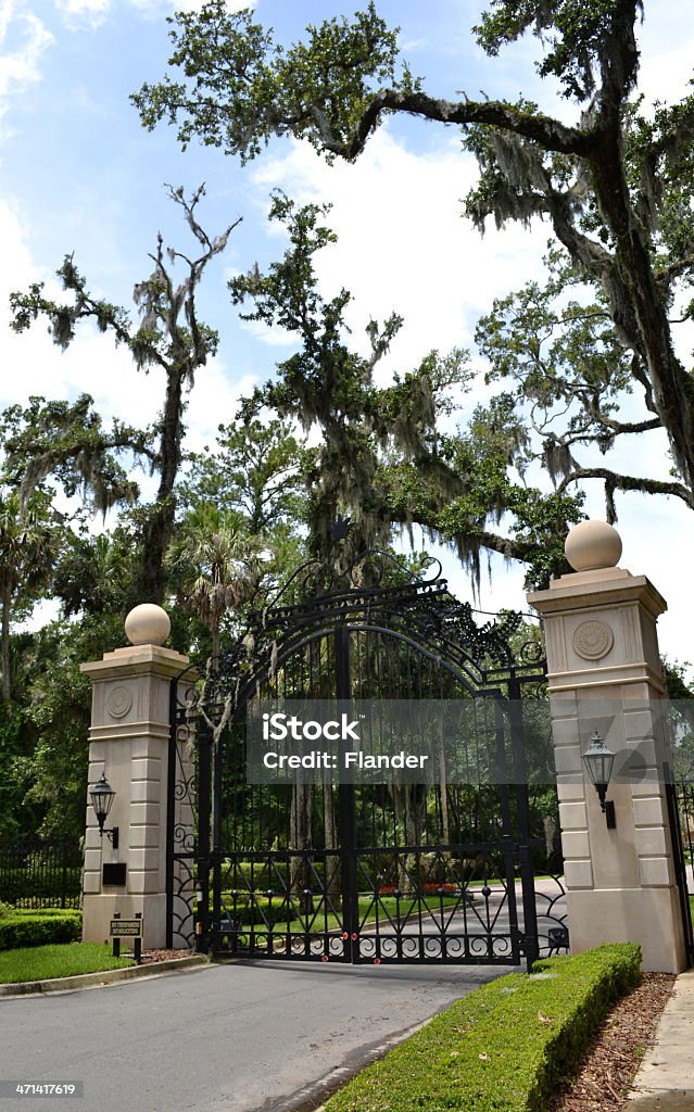 Large Gated Community Large Electric Gate Architectural Feature Stock Photo