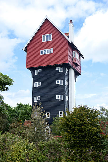 The House in the Clouds was a water tower at Thorpeness, Suffolk, England. It was built in 1923. In 1979 it was fully converted into a house and is now used as holiday accommodation. The building currently has five bedrooms and three bathrooms; it contains a total of 68 steps from top to bottom and is around 70ft high.