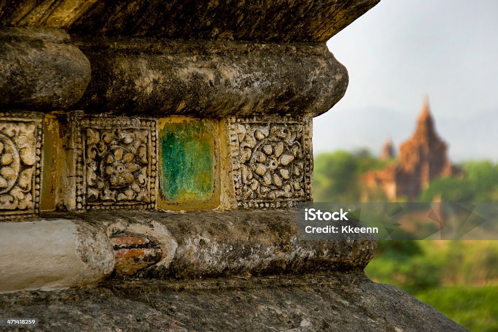 Detail an Stuck und grünen Kacheln, Shwegugyi Tempel von Bagan, Myanmar - Lizenzfrei ASEAN Stock-Foto