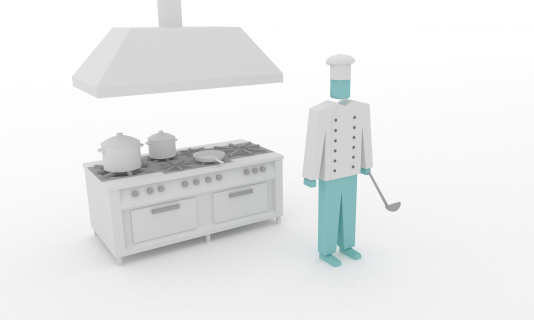 cook chef with stove render