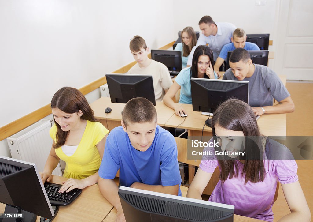 Teenage Students In A Computer Class During Lesson Stock Photo ...