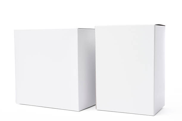 istock Isolated shot of two white blank box on white background 471418898