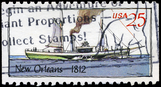 A Stamp printed in USA shows the Ship \