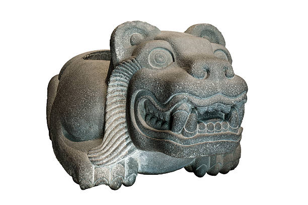Stone heart vase used by Aztecs This was an altar-like stone vessel used by the Aztecs to contain human hearts extracted in sacrificial ceremonies. It has a Jaguar incarnation and it is called a Cuauhxicalli. olmec head stock pictures, royalty-free photos & images