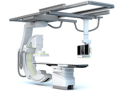 3D illustration of x-ray machine on white background.