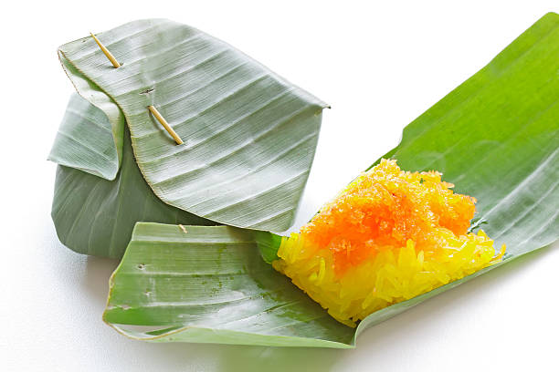 istock Shrimp and shred coconut on sticky rice. 471420643