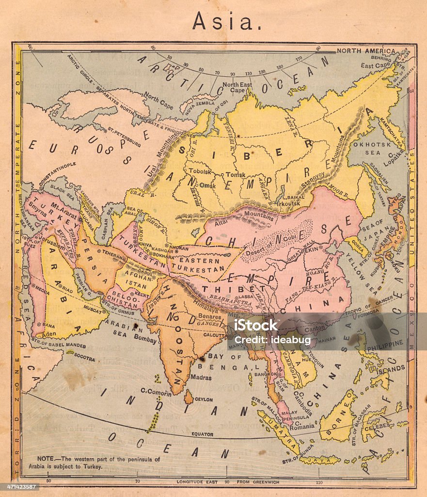 1867, 노인, 색상 맵을 아시아 - 로열티 프리 지도 스톡 사진