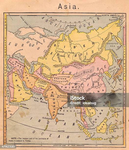 1867 노인 색상 맵을 아시아 지도에 대한 스톡 사진 및 기타 이미지 - 지도, 인도-인도아 대륙, 고풍스런